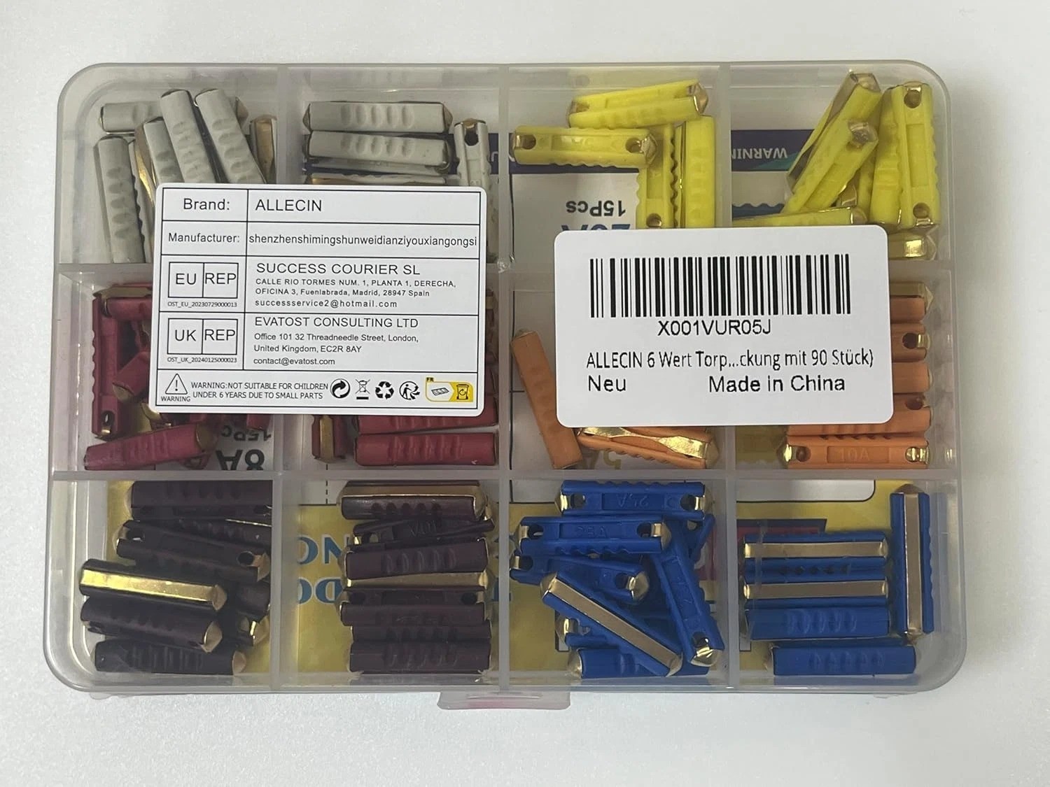 90Pcs Torpedo Fuse Kit 5A 8A 10A 16A 25A 40A Classic European Car Fuses Set