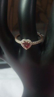 Pandora Elevated Red Heart Ring Size 8.5 Sterling Silver