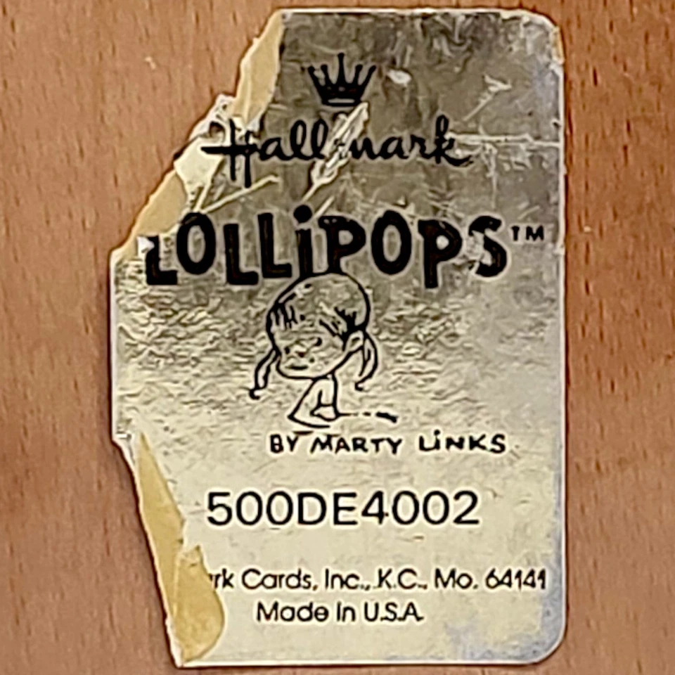 Placa de pared de madera de colección 1974 Hallmark Lollipops Love Is Friendship set to Music Foto 4 de 4