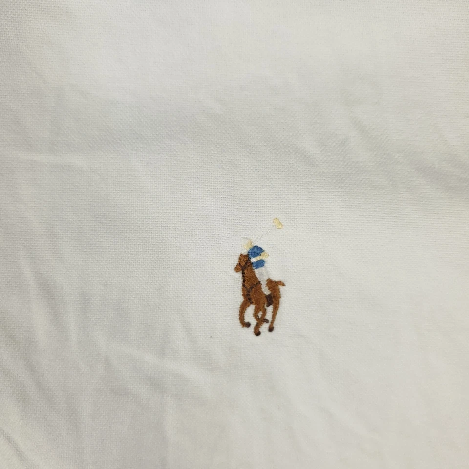 Camisa Ralph Lauren Para Hombres 18 Blanco Yarmouth Pony Vestido Abotonado Manga Larga * Foto 3 de 4
