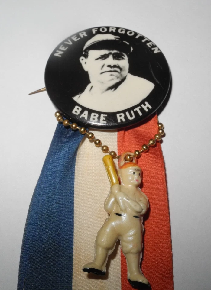 1948 Baseball Babe Ruth Never Forgotten Memorial Souvenir Pin Button Coin Charms - Image 2 of 3