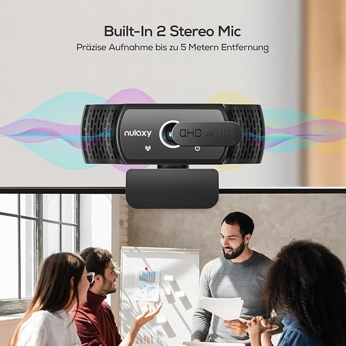 Webcam con Correzione Automatica della Luce PC Camera con 2 Riduzione del Rumore - Immagine 3 di 4