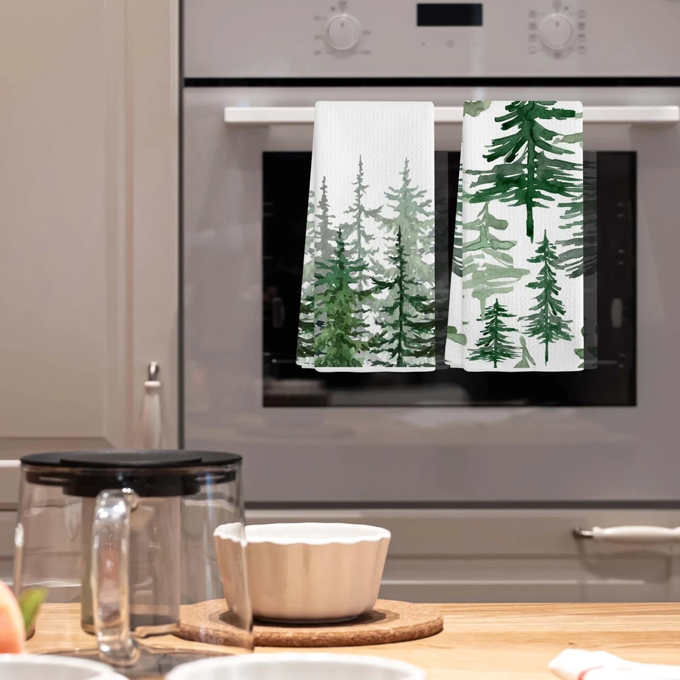 Juego de 2 Toallas de Cocina Decorativas Navidad, Plato Decorativo Árbol Acuarela... Foto 4 de 4