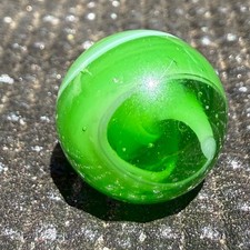 Akro Agate Hand Gathered Green Slag Marble .66" M-