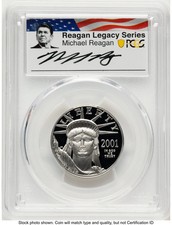 2001-W Proof Platinum Eagle 1/2 oz Reagan Legacy Series Michael Reagan Picture… 2587.20 per troy oz