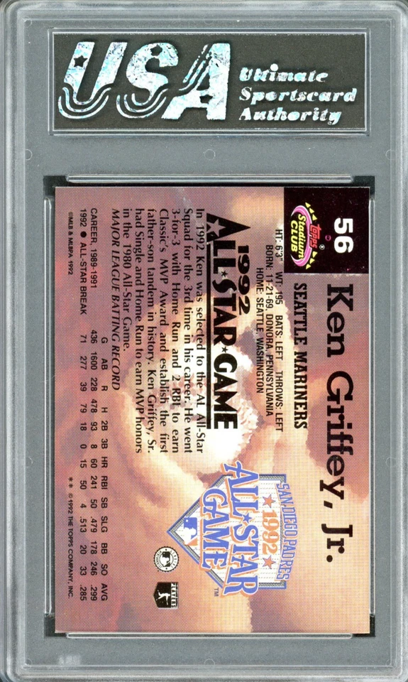 1993 Topps Stadium Club Murphy Ken Griffey Jr. # 56 USA 9 - Image 2 of 2