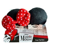 Minnie Mouse Clip-On Ears Black Polka Dot Bows Disney Halloween Costume L04