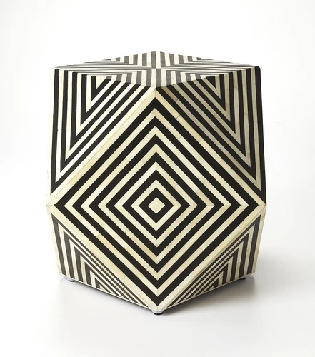Modern Black Bone Inlay Zanzibar Side Table - Picture 3 of 3