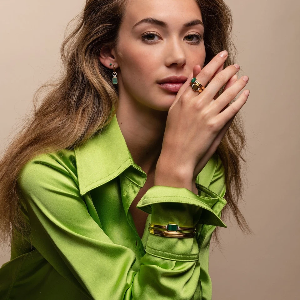 Bracciale rigido bangle donna bicolore Ti Sento 2970MA argento malachite zirconi - Immagine 3 di 4