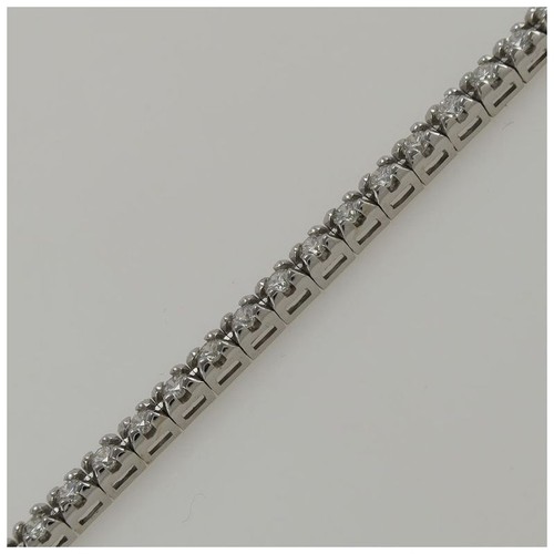 Bracciale Castoniera 'TENNIS', Diamanti Ct 2,18 E/F - VS, Oro Bianco 18Kt - Foto 4 di 6