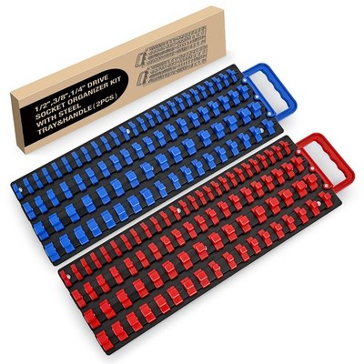Socket Organizer Tray 1/4 inch 3/8 inch 1/2 inch Socket Holder Portable Socke...