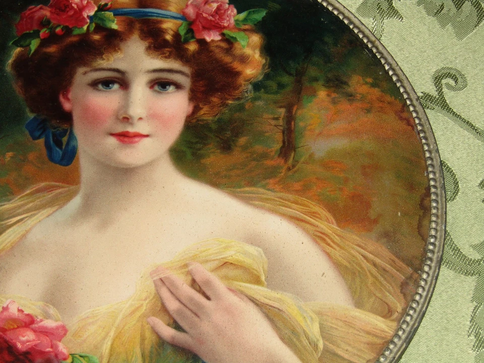 Antigua cubierta victoriana de 9 1/2" *El halo* ¡HERMOSA Alemania! Foto 3 de 4