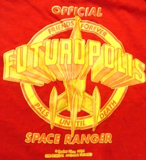 1984 Official FUTUROPOLIS FRIENDS FOREVER size XL Tee T-SHIRT rocketship