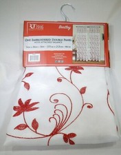 Embroidered Window Curtain Rod Pocket 54" x 84" Panel With Attached Valence TF