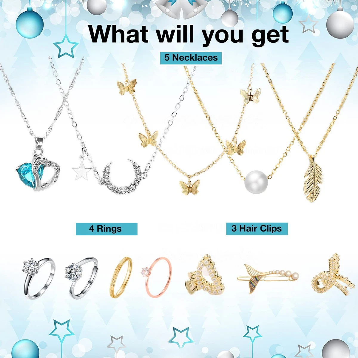 Christmas Gift Advent Calendar Jewelry 2023-24Days Countdown | eBay