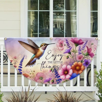 Hummingbird Enjoy The Little Things Non-Pleated Fan Flag