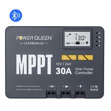 Power Queen 12V 24V 30A MPPT Smart Solar Char...