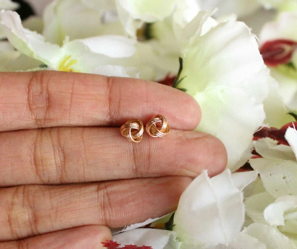 14k Solid Gold Unendlichkeit Verdreht Knoten Nieten Nase Ohr Piercing Schmuck - Bild 3 von 4