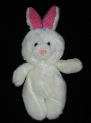 Applause Bunny Grams White Plush 1987 Pink Polka Dot Ears Small 20319 Vtg 1980s