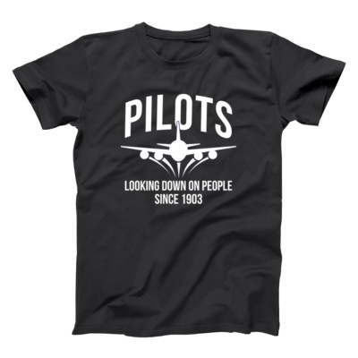 Pilots Looking Down On People Gift Airline Model Funny Black Basic Men's T-Shirt