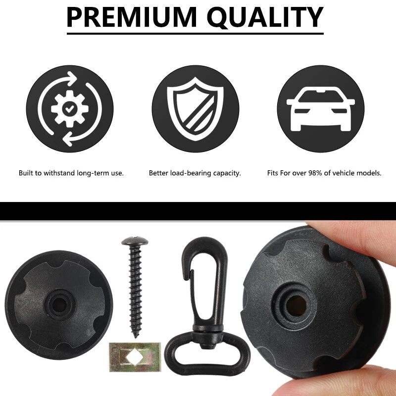Kit de herrajes de carga para automóvil anclajes de clip de retención fijación de tornillo para red de malla de almacenamiento Foto 4 de 4