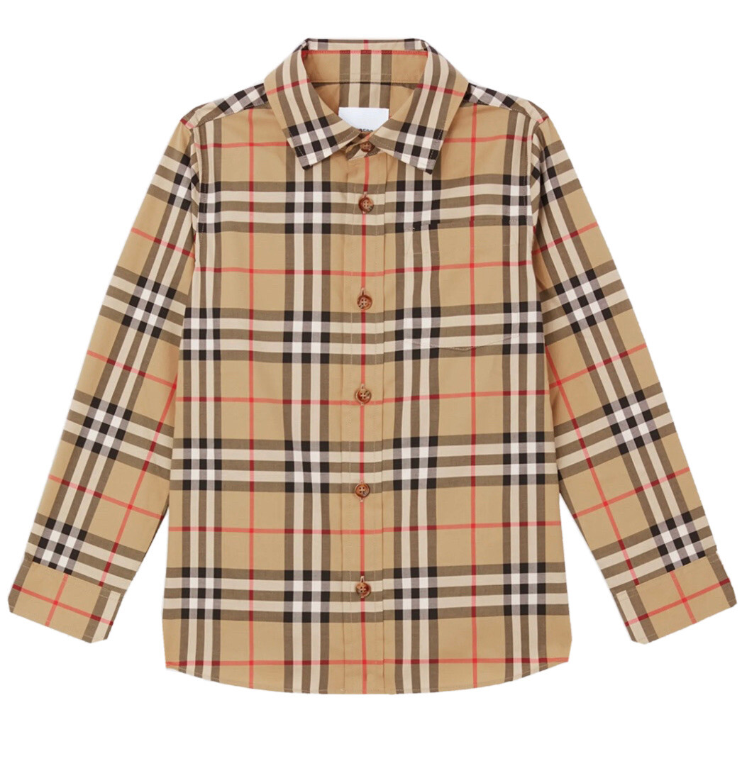 Authentic Burberry Children Boys Nova Check Plaid Button Authentic Burberry Children Boys Nova Check Plaid Button