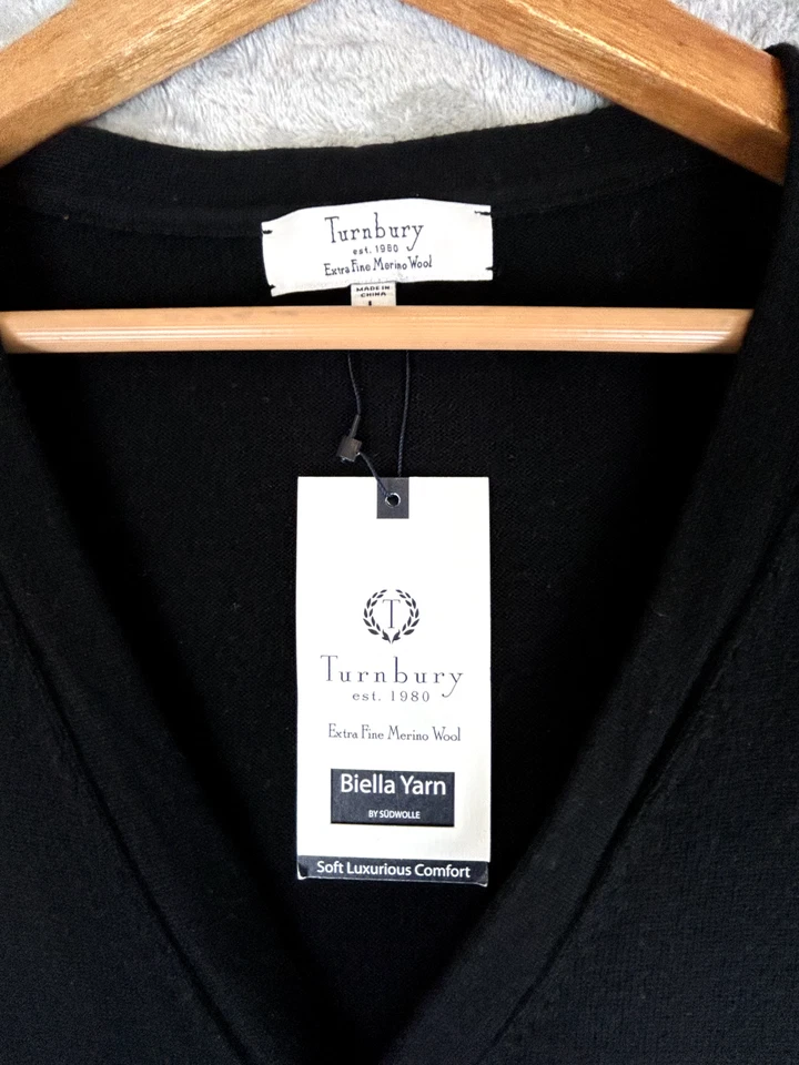 Cárdigan Turnbury Para Hombres Cuello en V Abotonado Algodón Pullover Golf Tejido Cardi Top Foto 3 de 4