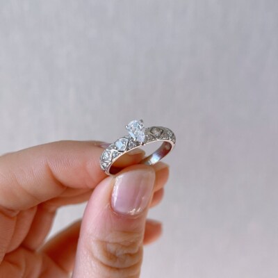 Broad Band Sterling Silver 1.96 CT Solitaire Moissanite Pear Cut ...