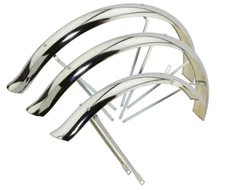 Original Lowrider 26" Flared Ducktail Standard Trike HollowHub Chrome Fender Set