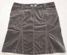 Vintage GITANO Brushed Corduroy Olive Green Skirt Pockets Front Back Size 16