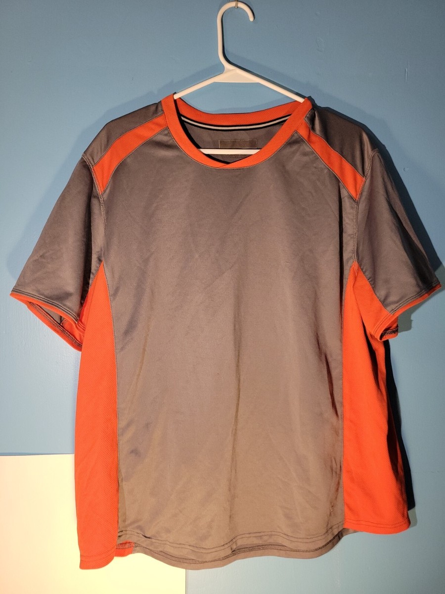Mens Gray Orange Dry Fit Short Sleeve T Shirt Size M