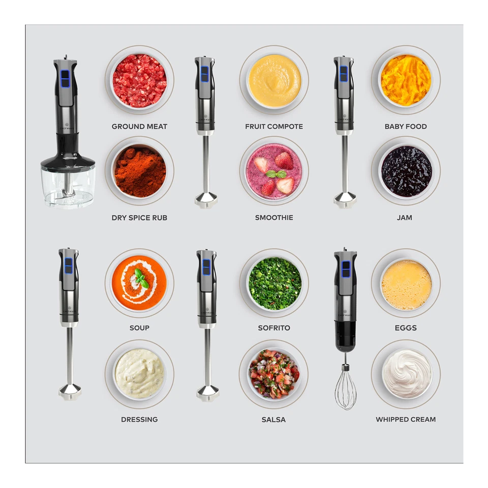 ChefWave Intermix 500 Watt 9 Speed Immersion Hand Blender with Attachments - Image 4 of 4