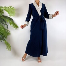Vintage 80s Vanity Fair Cottagecore Coquette Full Length Velour Robe / Size: S