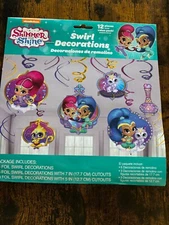 SHIMMER AND SHINE Birthday Party HANGING SWIRL DECORATIONS 12 Pieces