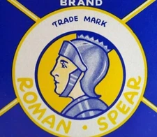 Roman Spear Fruit Crate Label Man In Suit Of Armor Original Vintage 1940's 