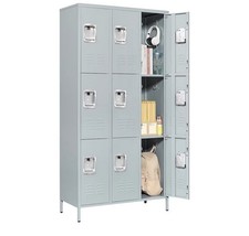 Metal Lockers For Storage, 9 Door Storage Locker With Shelves And Lockable Cabin