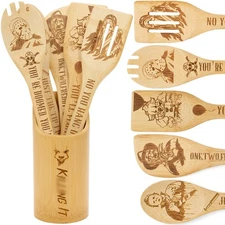 6pcs Horror Movie Character Cooking Gift Set Wooden Spoons Utensils With Matchin