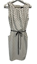 Chaps Ponte Sheath Dress Ivory Black Polka Dots Pockets Wedding Cocktail 6