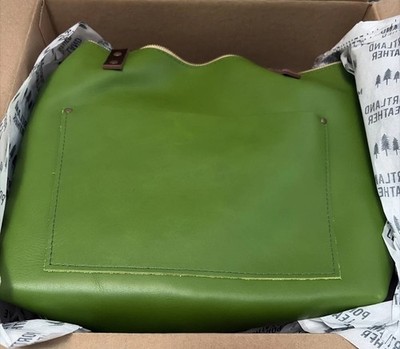 NEW Portland Leather Goods PLG Large Zipper Tote Bag Green Apple Handbag