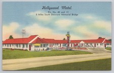 Hollywood Motel New Castle Delaware Linen Postcard US Route 40 Tichnor