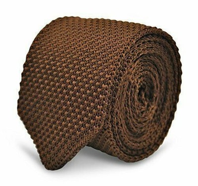 Frederick Thomas Knitted Mens Tie - Chocolate Brown - Pointed End Trendy