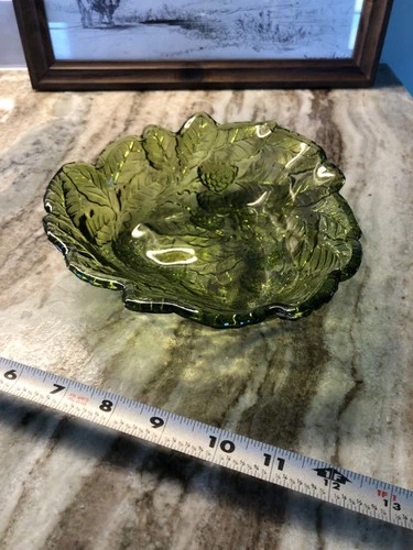 Vintage Depression Green Glass Loganberry Bowl