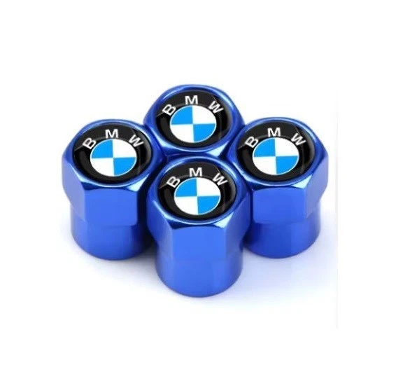 Compatible con BMW 4 piezas Juego de tapas de vástago de válvula de neumático de aluminio anodizado azul Foto 2 de 4