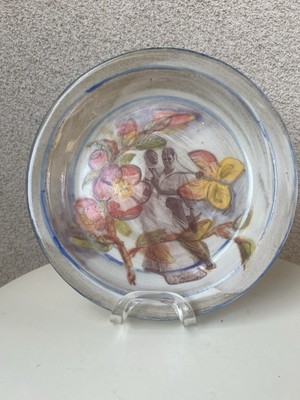 Pottery Platter Plate Bowie Theme Floral By Kelly Schnorr CA 10.5 