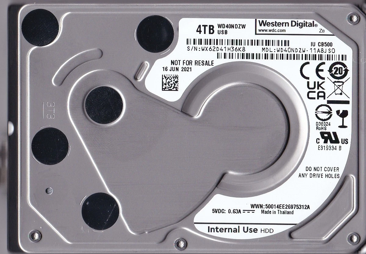 Western Digital 2.5 in Form Factor 4 TB Storage Capacity Internal