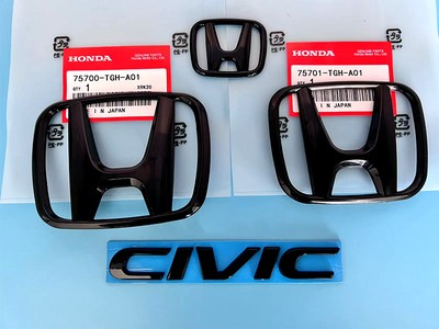 #ad 4Pcs Genuine Style Front Rear Black Emblem For 2016 2021 Honda CIVIC 4Dr $39.41