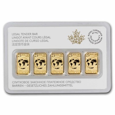 2017 Canada 1/10 oz Gold $25 5-Bar Set (In Assay) | eBay