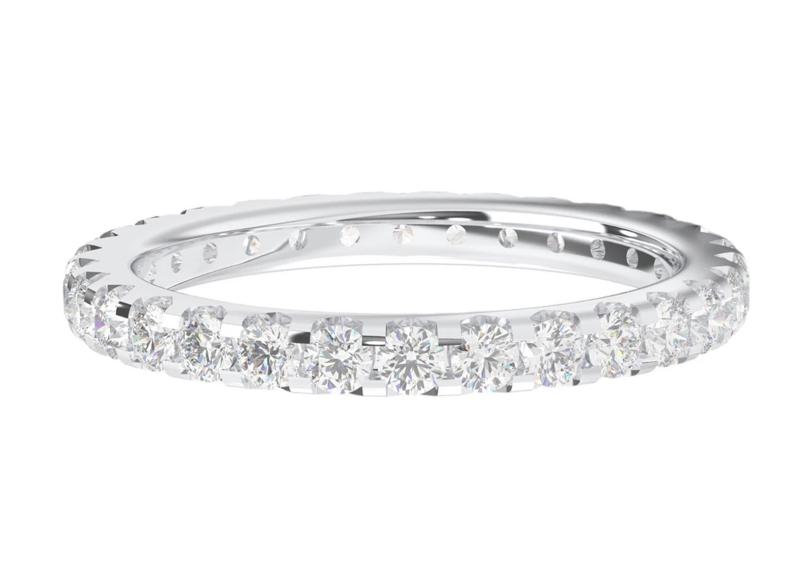 0.90Ct Round Cut Lab Grown Diamond/CVD Eternity Band 14k White Gold image-4