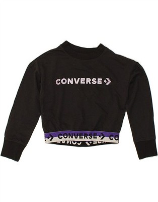 Converse Mädchen kurzes grafisches Sweatshirt Pullover 8-9 Jahre Small schwarz CI74