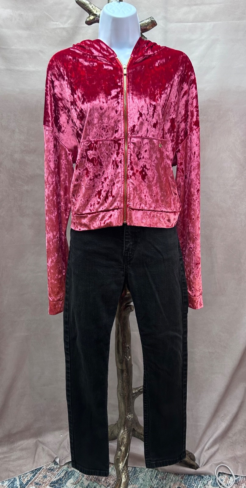 Fabletics Ruby Crushed Velvet Athletic Hoodie Jac… - image 5